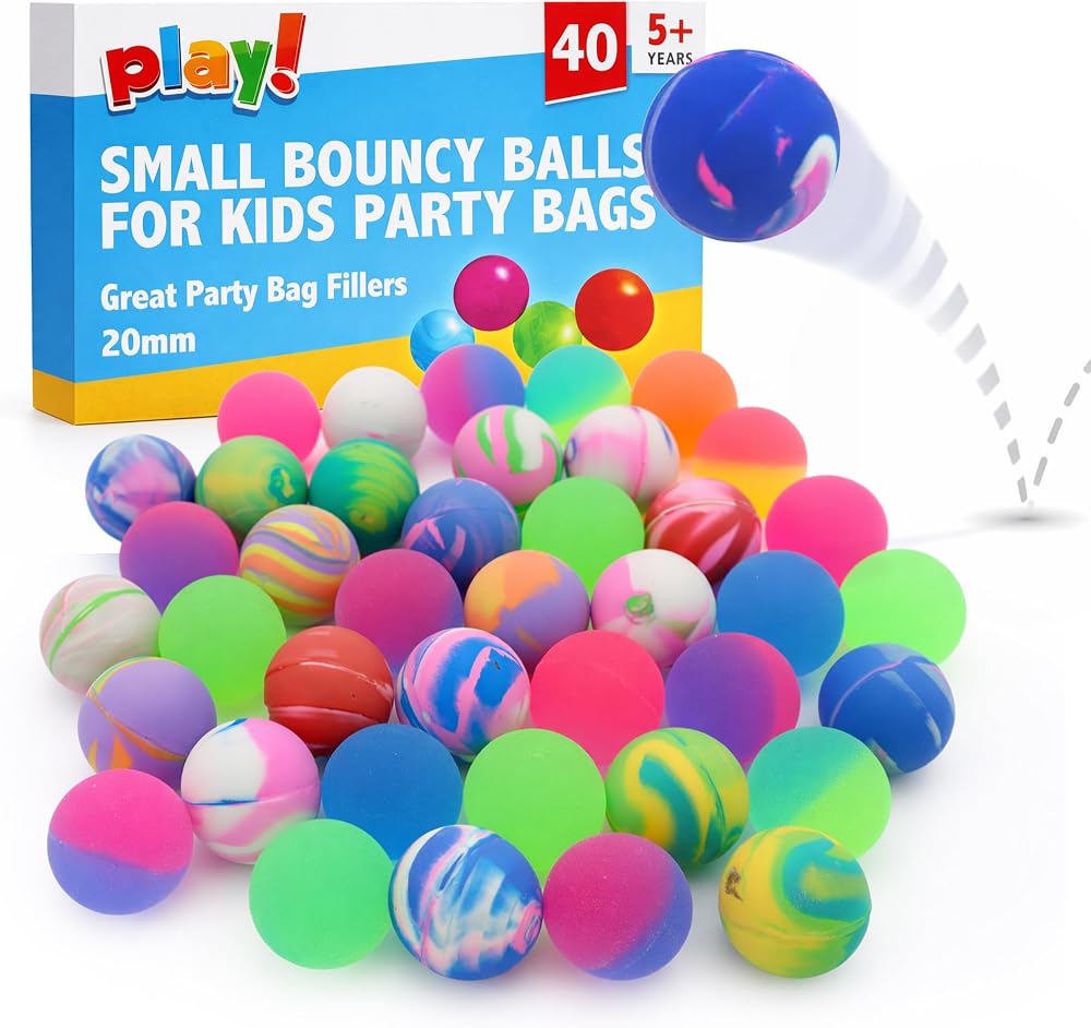 SOL 40pk Small Bouncy Balls 1.8cm Rubber Kids Party Bags