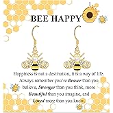 Bee Gifts for Women - Bee Drop Earrings with Inspirational Message Card, Bumblebee Gifts for Best Friend Sister Mom Girlfriend Daughter Christmas Birthday Anniversary