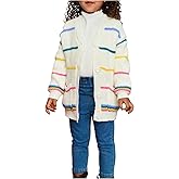 GORGLITTER Girl's Rainbow Striped Button Up Cardigan V Neck Long Sleeve Open Front Cute Knit Fall Sweater Tops