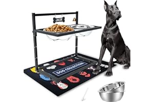 TIDANT 𝐗-𝐋𝐚𝐫𝐠𝐞 Elevated Dog Bowls for Extra Large Dogs with Mat,Raised Dog Bowl Stand for Large Breed Adjusable Height Dog Feeder with Two 3L(𝟏𝟑𝐂𝐔𝐏𝐒) Stainless Steel Dog Food Bowls