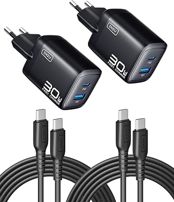 Caricatore USB C, 30W GaN Caricabatterie Carica Rapida con 1.5m Cavo