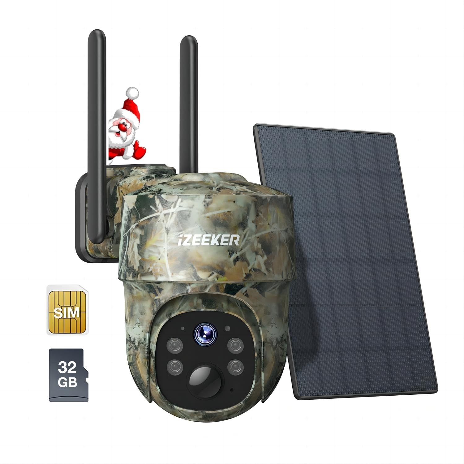 iZEEKER Trail Camera 4G LTE, 2K PTZ Cellular Game Camera Solar with 360
