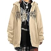 MISSACTIVER Women’s Casual Graphic Printed Hoodies Oversized Zip Up 90S E-Girl Streetwear Grunge Jacket
