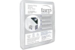 Kotap 6-ft x 8-ft Heavy-Duty 12 by 12 Cross Weave 8-mil White Poly Tarp, Item: TRW-0608