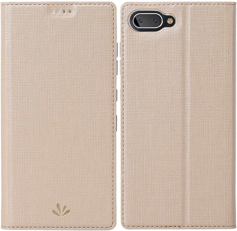 CRESEE BlackBerry Key2 LE Case, Flip Leather Wallet Case Magnetic Cover Card Slot Holder View Stand Slim Clear Silicone Bumper Shockproof Case Cover for BlackBerry Key2 LE (Champagne)