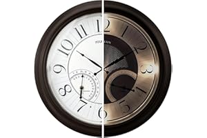 FOUNTAIN DESIGNS 18 Inch Illuminated in/Outdoor Clock with Smart Sensor and Night Light, Waterproof, Large Wall Clock with Thermometer & Hygrometer for Patio,Pool and Garden Decor,Oil Rubbed Bronze