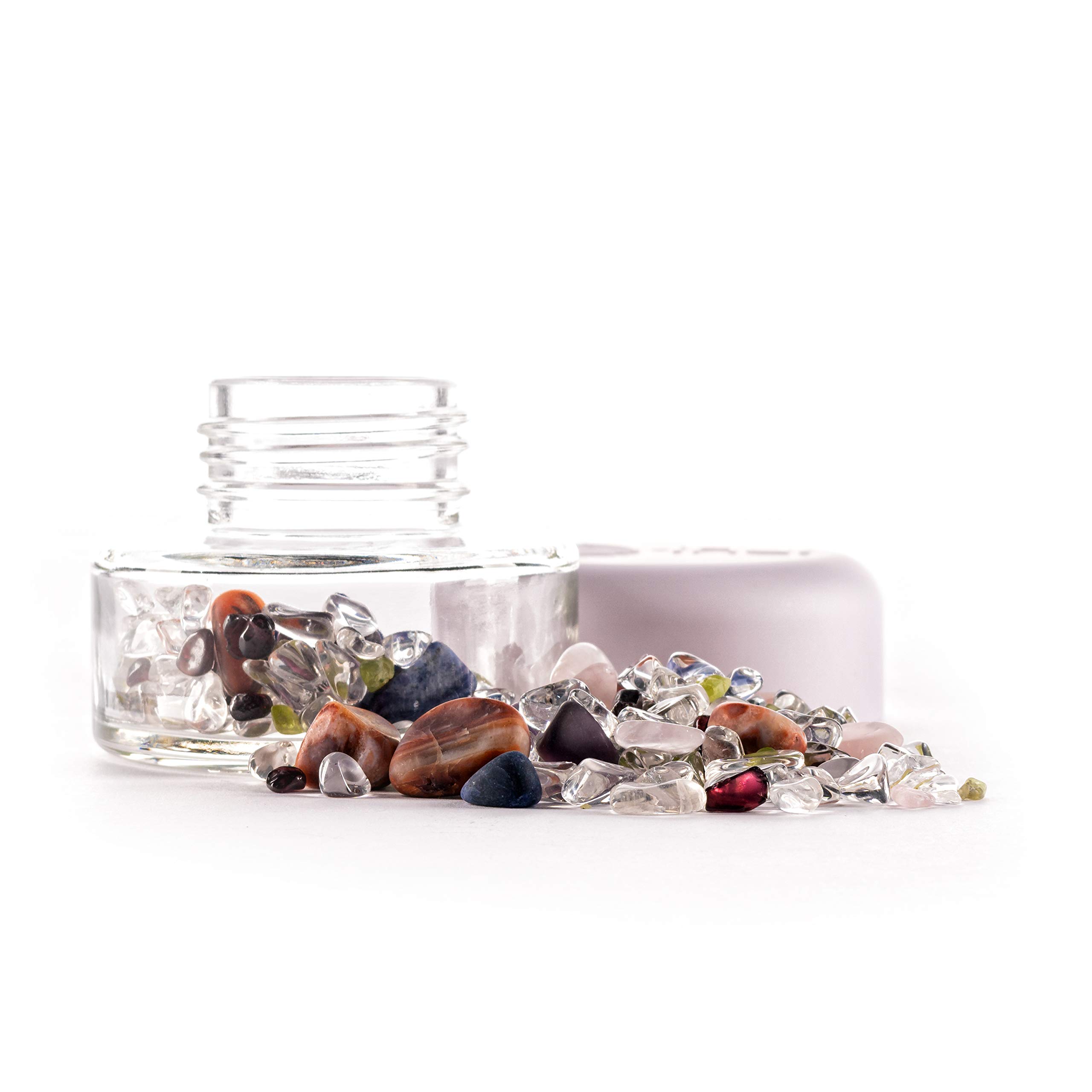 VitaJuwel Crystal Jar 7 CHAKRAS | Crystal Water Stone Blend (Amethyst, Sodalite, Rose Quartz, Peridot, Carnelian, Garnet, Clear Quartz)