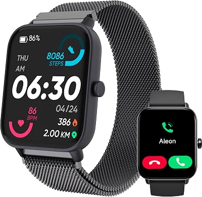 TOOBUR Smart Watch Men Women Alexa Call IP68 Waterproof 1.8" Heart Rate iOS