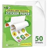 Koala Printable Sticker Paper for Laser Printers, 50 Sheets Semi Gloss Label Sticker Paper, 8.5x11 inch