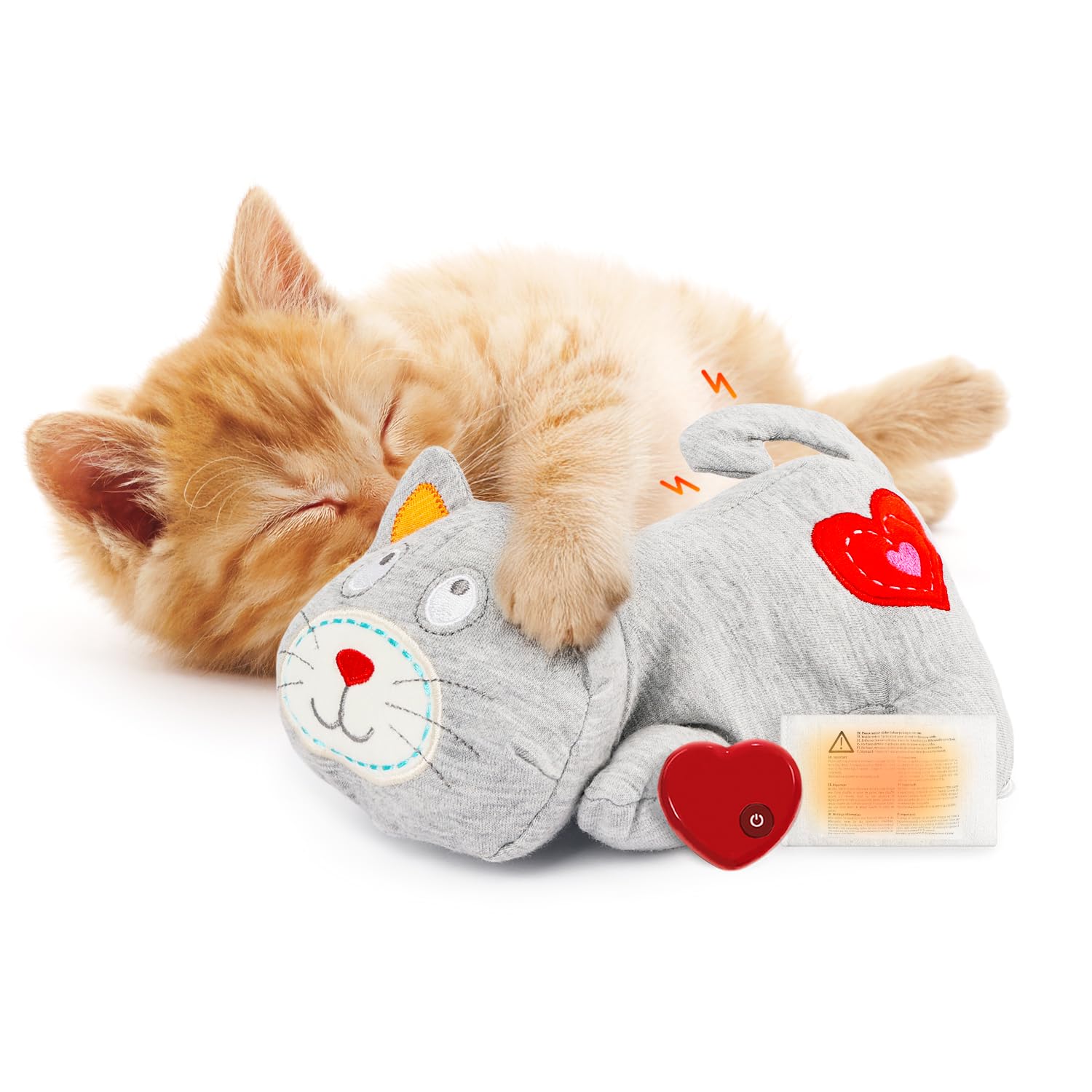 Photo 1 of ALL FOR PAWS Heartbeat Cat Plush Toy – Calming Kitten Companion with Realistic Heartbeat, Anxiety Relief for Indoor Cats Dogs Pets