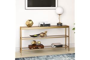 Henn&Hart 55" Wide Rectangular Console Table in Brass, Entryway Table, Accent Table for Living Room, Hallway