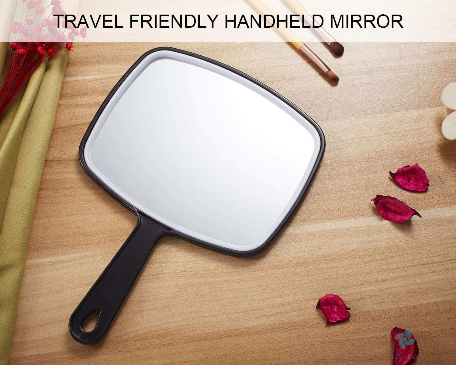 OMIRO Hand Mirror, Black Handheld Mirror with Handle, 6.3" W x 9.6" L: Home & Kitchen