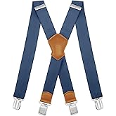 Dresime Suspenders for Men and Women Adjustable X Back 1.57 Inch Wide Elastic Heavy Duty Braces with Strong Metal Clips