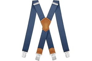 Dresime Suspenders for Men and Women Adjustable X Back 1.57 Inch Wide Elastic Heavy Duty Braces with Strong Metal Clips