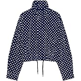 JoinQueen Women Polka Dot Jacket Stand Collar Cropped Jackets Zip Up Coat Casual Fashion Coat Fall Spring Jacket with Pockets