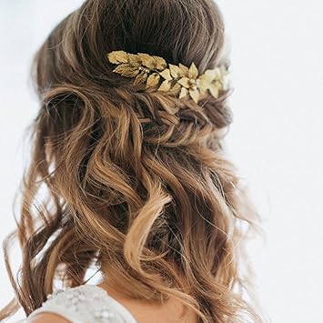 Amazon Com Barogirl Wedding Hair Comb Leaf Hairpiece Gold Hair