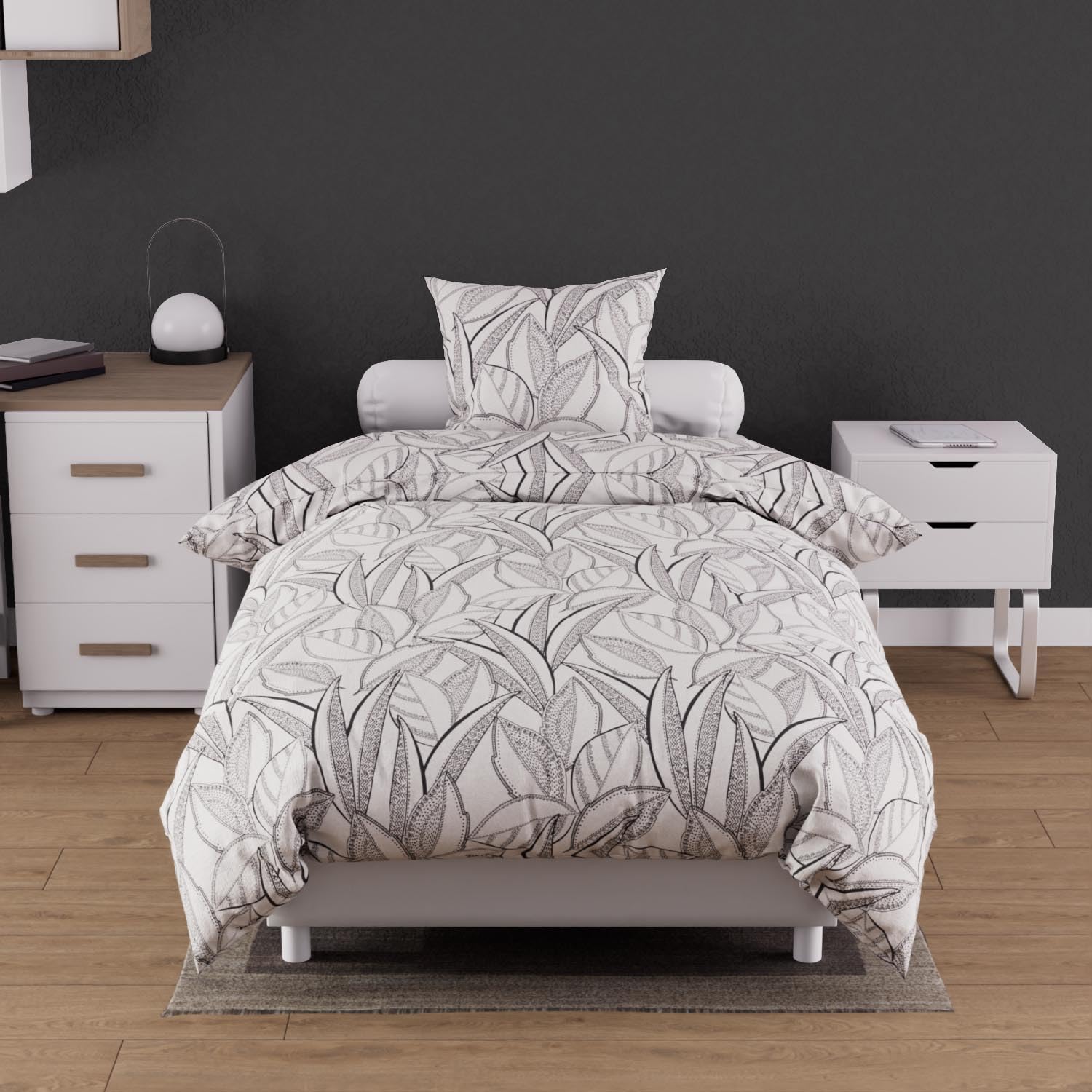 Soleil d'ocre, Togo White Cotton Duvet Cover Set, 57 Thread Count, 140 x 200 cm