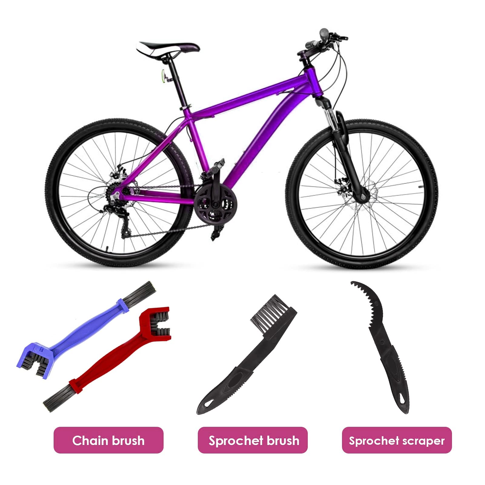 WANGCL 4pcs Bicycle Chain Cleaning Tool Set Bike Chain Crankset Brush Motorcycle Washer Cleaner Brush Tools