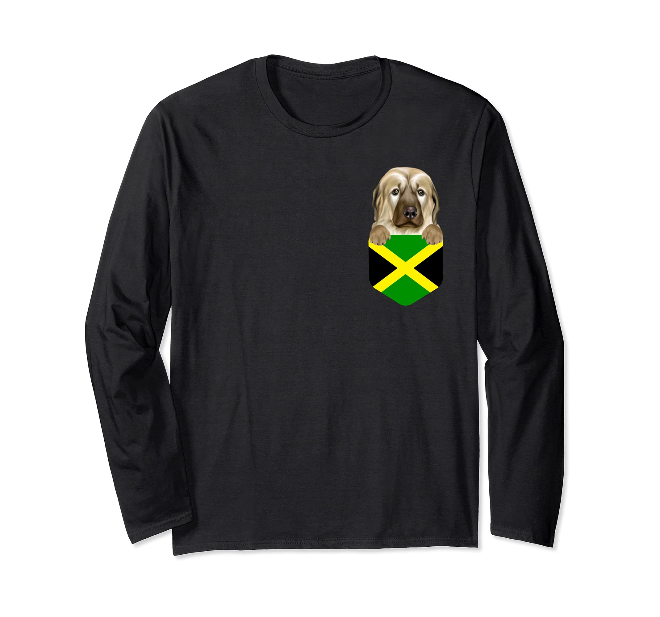 Jamaica Flag Anatolian Shepherd Dog Dog In Pocket Long Sleeve T-Shirt