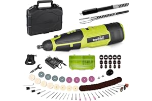 SnapFresh 12V Cordless Rotary Tool Kit,7 Variable Speeds w/Flex Shaft,80+ Change Accessories Multi Tool-Battery Fast Charger & Tool Bag-for Cutting, Sanding, Polishing, Drilling,Handmade or DIY Crafts