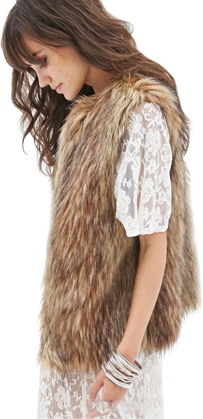 Tanming Women's Fashion Autumn And Winter Warm Short Faux Fur Vests at  Women's Coats Shop