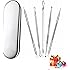BlackHead Remover Kit, 5-in-1 PIMPLE Extractor Acné Comedone Blackhead Removal Tool Set, tratamiento para Blemish Whitehead recubrimiento antibacterias. Mango