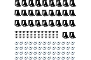 24pcs Seekliny 4040 Aluminum Extrusion Corner Bracket 4040 Hardware V-Slot Accessories T-Slot with Screws for 8020 Aluminum Profile 3D Printer Accessories Black