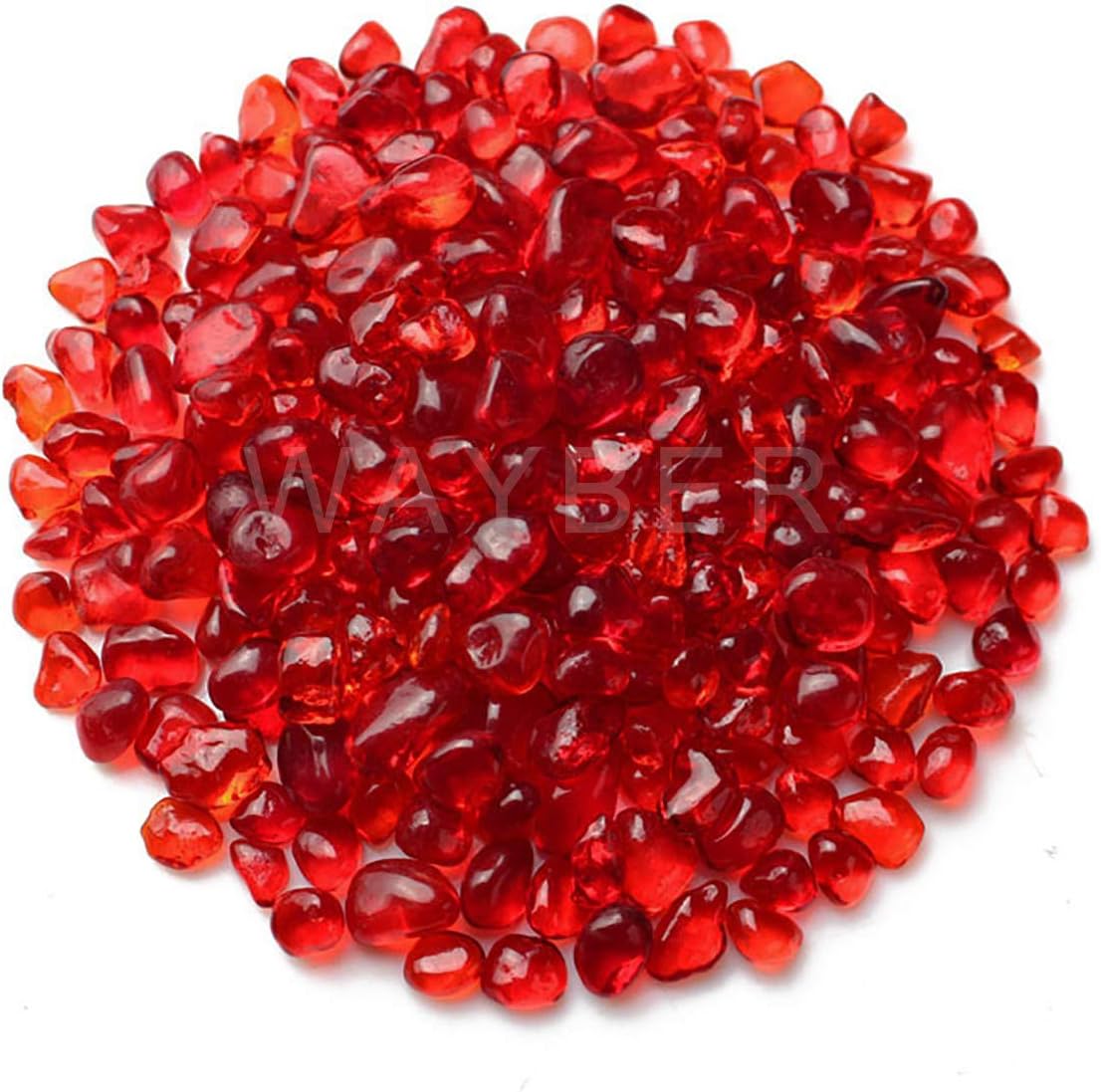 Indoor Fountains & Accessories - WAYBER Glass Stones, 1Lb/460g Irregular Sea Glass Pebbles Non-Toxic Artificial Crystal Stones for Vase Filler/Table Scatter/Aquarium Decoration/Handcraft Making/Jewelry Display, Red
