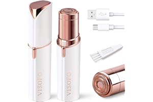 Facial Hair Removal for Women | Upper Lip Mustache Remover Device Face Shaver Woman Chin Peach Fuzz Electric Trimmer Dermaplane Female Razor Ladies Tweezers Lady Epilator Girls by VISOFO (White)
