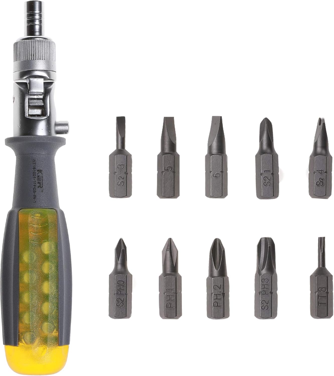 Ratcheting Screwdriver, KER Multi-tool Nut Screw Driver 11 in 1 Magnetic Head, S2 Steel, Industrial Strength, Ratchet Professional Adjustable Repair Tool