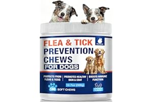 MAXHEMP Flea and Tick Prevention for Dogs Chewables, Natural Dog Flea and Tick Treatment, Oral Flea Pills for Dogs Puppy, Skin & Coat Support Supplement