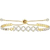 Oneress Womens Classic Cubic Zirconia Crystal Jewelry Bracelets Adjustable Slider Chain Bolo Bracelet Gifts for Women Best Sisters