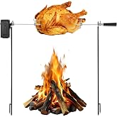 Rotating Rotisserie Grill Kit, Electric Dual Post Open Fire Spit | Rotisserie Grill System Cordless Battery Motor,with Spit Rod,for Outdoor Campfire Grilling,20LBS Capacity by QPMR