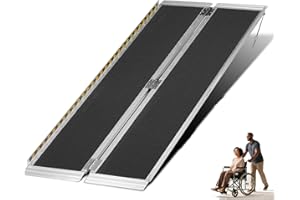MOTORHOT 6FT Portable Wheelchair Ramp, Non-Slip Aluminum Folding Handicap Home Steps Scooter Door Threshold Ramp for 6 inch -18 inch Step Heights 600 lbs Capacity 28in Wide Single Fold Ramp