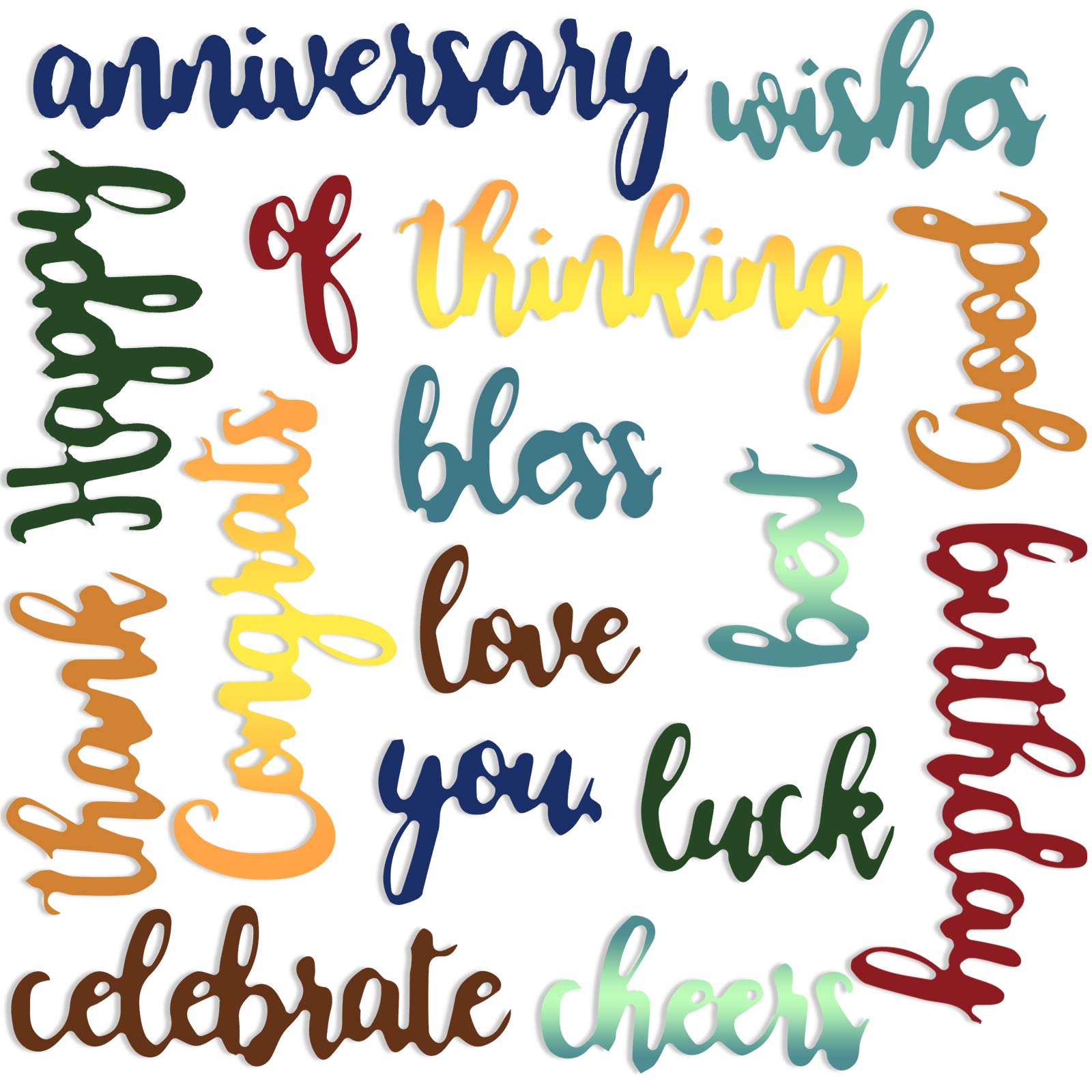 Patelai 16 Pieces Blessing Cutting Dies for Card Making Word Cutting Dies Kit with Embossing Script Stencils for DIY Scrapbook Card Making Decoration Celebration(Charming Style)