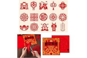 30PCS Chinese Handmade Flower Paper-Cut Traditional Art Paper Cutting Cutting Art Crafts Kits for Window Decoration Spring Fe