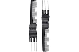 2pcs Professional Salon Teasing Back Combs, Black Carbon Comb