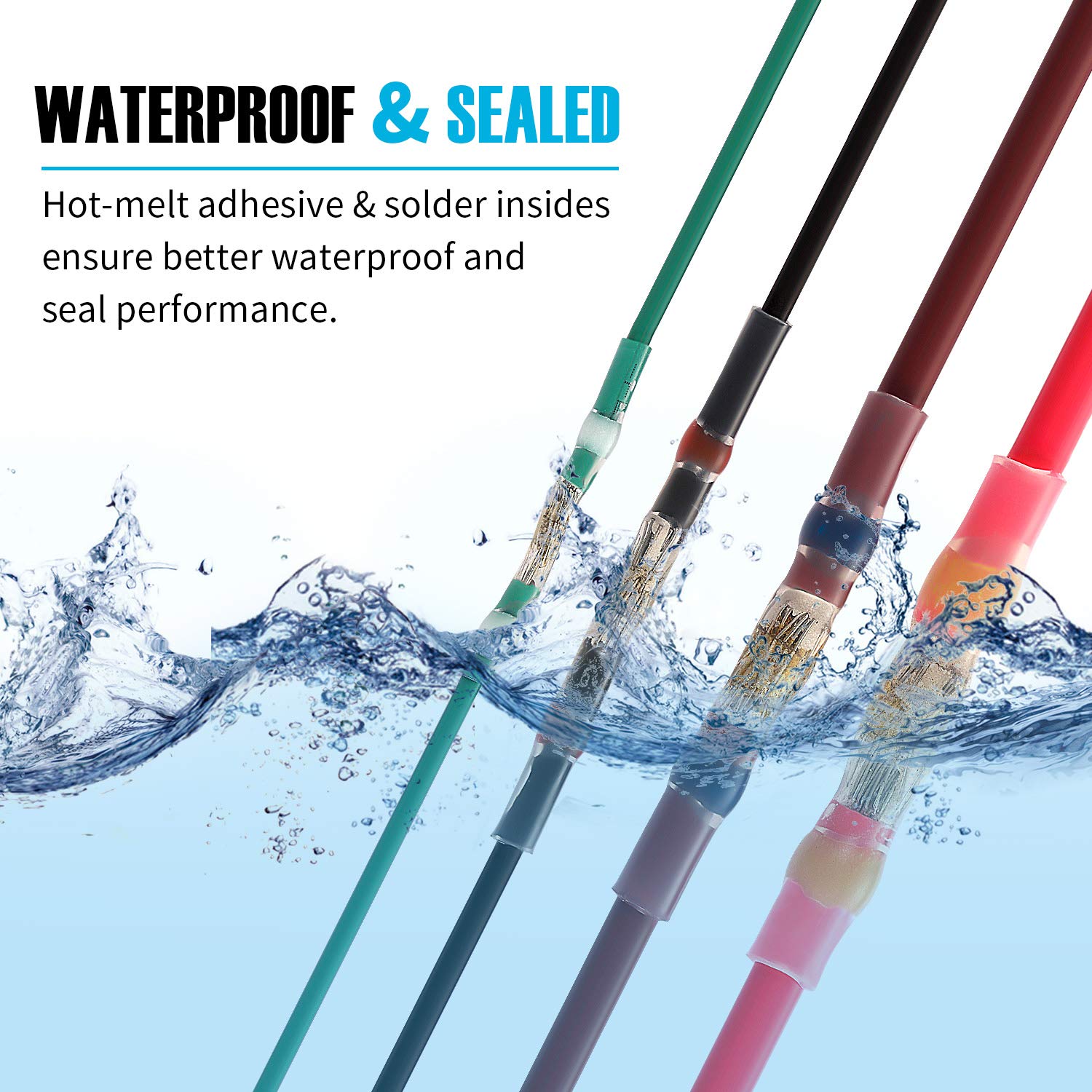 Kuject 120PCS Solder Seal Wire Connectors, Self-Solder Heat Shrink Butt Connector Solder Sleeve Waterproof Insulated Electrical Butt Splice Wire Terminals for Marine Automotive Boat Truck Wire Joint: Automotive
