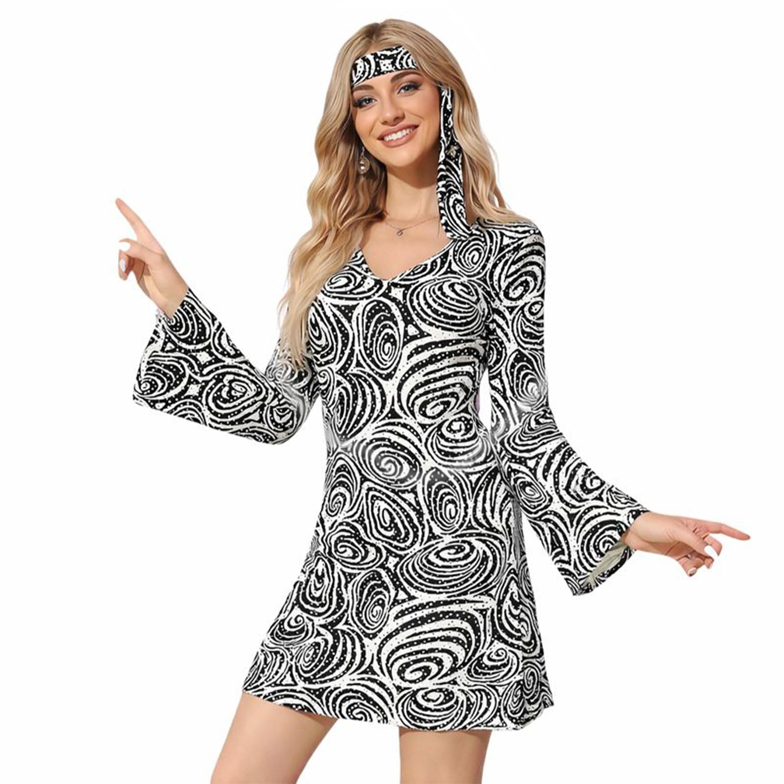 SSKHE MUNSKT Disco Costume Women's Set,60s 70s Dress Dancing Queen Fancy Dress Costumes,Disco Style Costume,Women's Disco Outfit Accessories for Carnival,Cosplay,Theme Party,Halloween (XXL)