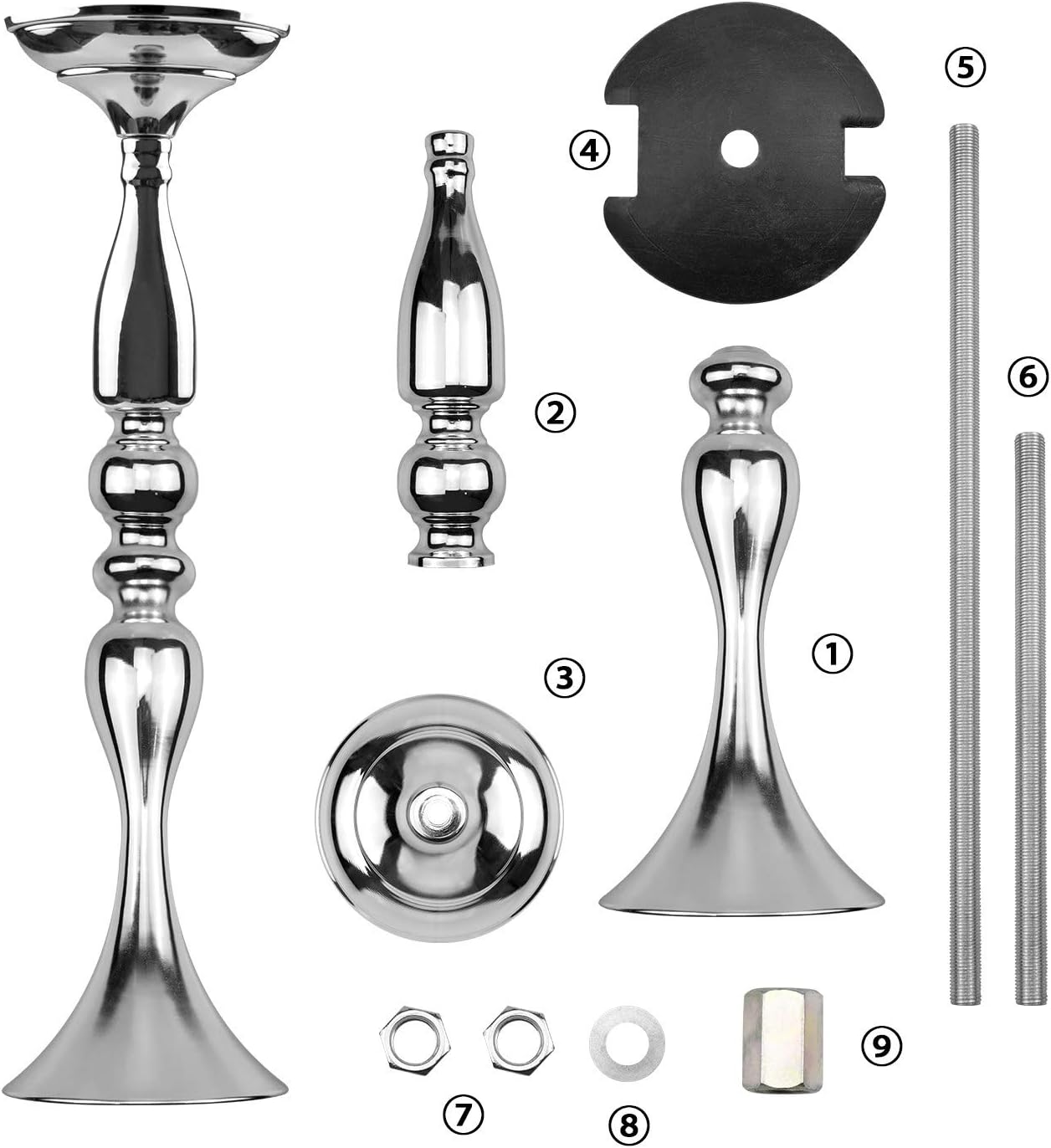Tosnail 2 Pack 19.5" Tall Silver Candelabra Candle Holder Vase for Wedding Flowers Bouquet, Centerpiece: Home & Kitchen
