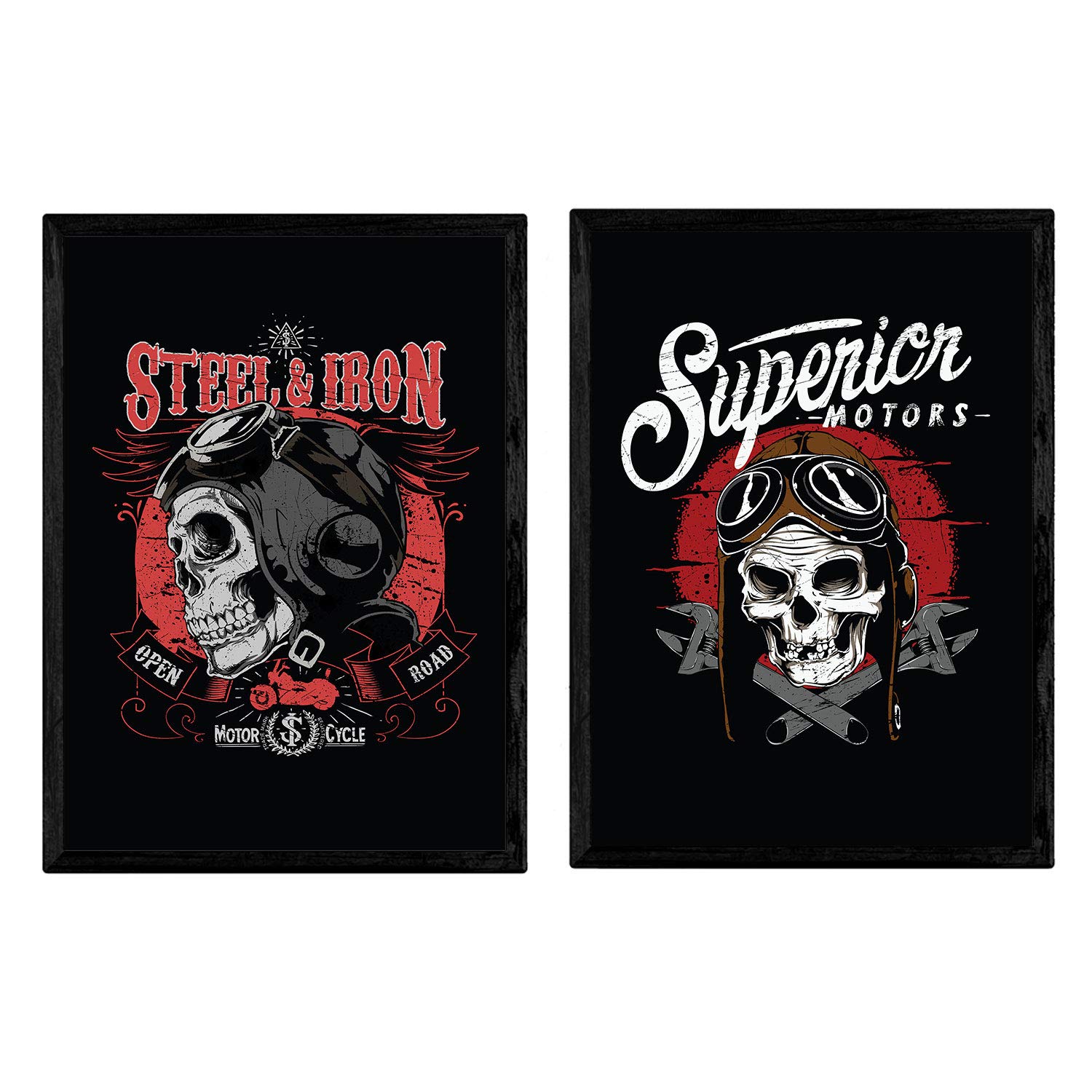 Nacnic Calaveras Poster and motorcycle helmets. Design decorative sheet. A3 size — image 1
