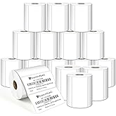 4 x 2 Inches Direct Thermal Barcode Labels, Waterproof and Oil-Proof Scratchproof, 750 Labels of Roll, Compatible with Zebra Printers (16 Roll-12000 Tags) White