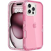 Follaroma for iPhone 16 Pro Max Case, Heavy Duty Shockproof Protection Phone Cases, Anti-Drop, Durable Dual Layer Transparent Protective Cover Compatible with iPhone 16 ProMax, 6.9 inch,Crystal Pink