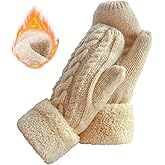 Whiteleopard Women's Winter Gloves Warm Lining - Cozy Wool Knit Thick Gloves Mittens