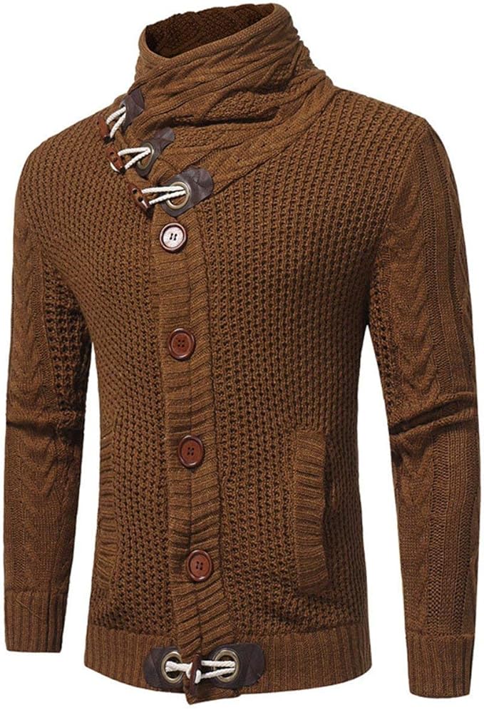 BIRAN Men's Cardigan Hooded Cardigan Chunky Knit Winter Autumn Men