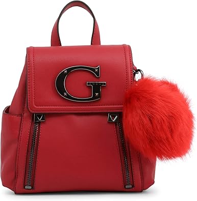 Amazon Guess ゲス ブランドロゴ ファー チャーム付き バックパック ミニリュックサック Guess ゲス レディース