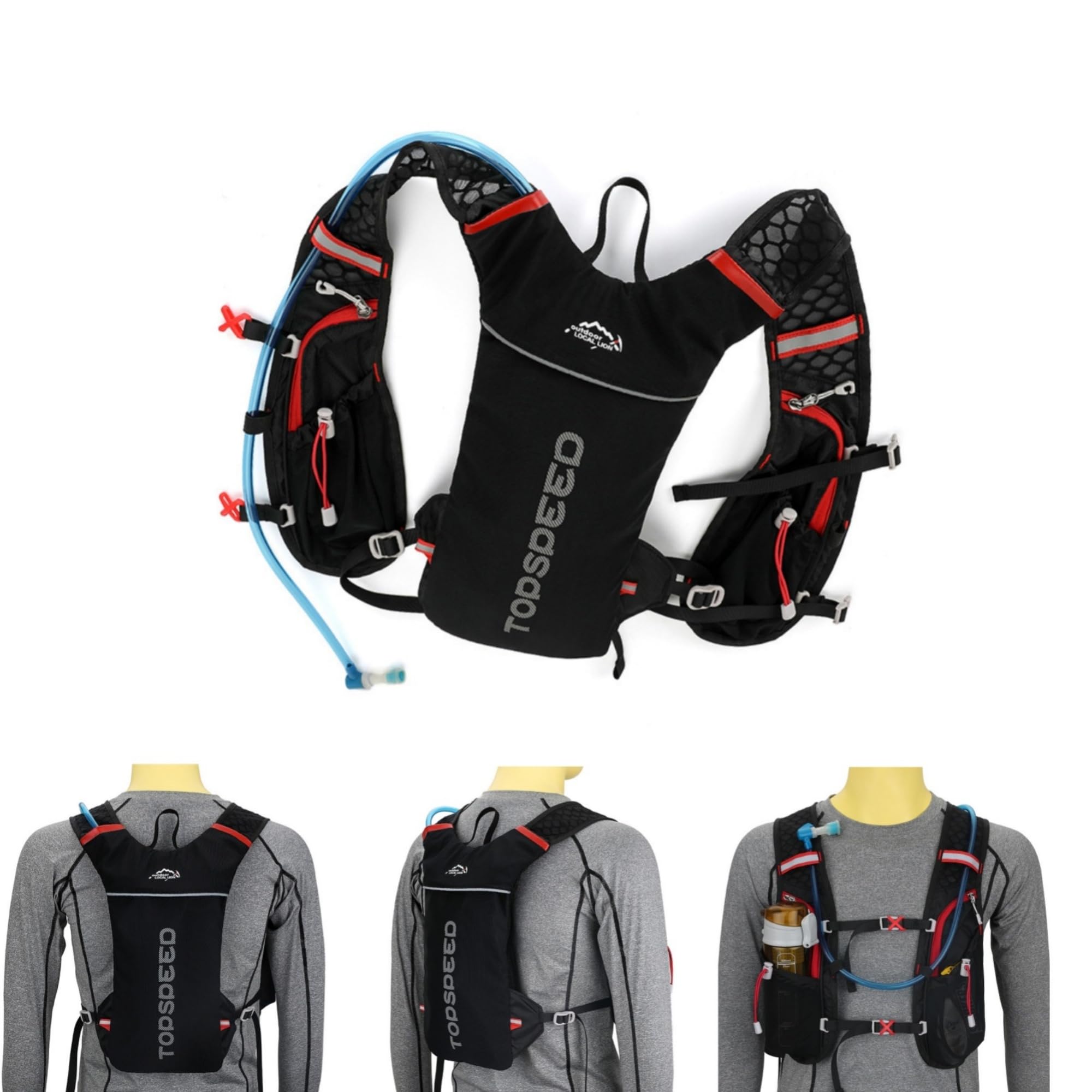 Hydration Backpack Water Bag ,Waterproof Bicycle Backpack for Running Cycling Hiking Climbing Pouch (black)