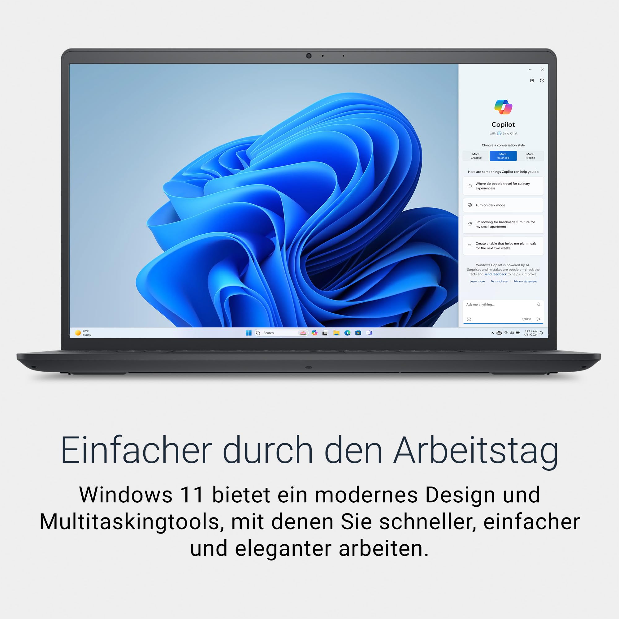 Dell 15 Laptop DC15255 15.6" FHD (1920 x 1080) 120Hz, AMD Ryzen 7 7730U, AMD Radeon Graphics, 16GB DDR4 RAM, 1TB SSD, Windows 11 Home, QWERTZ Backlit Keyboard - Black 7