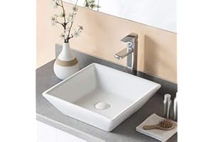 DEER VALLEY DeerValley DV-1V022 Ace Bathroom Vessel Sink and Square White Ceramic Porcelain Counter Top Vanity Bowl Sink