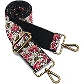 ZOOEASS Bronze Buckles Purse Strap, 2" Wide Crossbody Handbag Strap Adjustable Replacement Shoulder Strap Vintage Embroidery